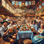 DALL·E 2024-01-04 16.19.50 - An authentic and festive depiction of a Traditional German Beer Party. The scene is set in a classic Bavarian beer hall, with rustic wooden interior.png